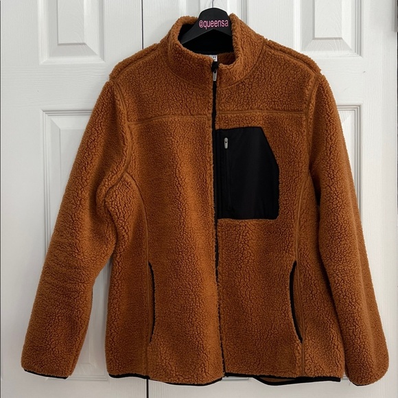 Athlux Jackets & Blazers - Athlux Cozy Sherpa Fleece Full-Zip Jacket with Black Accents Rust Size XL